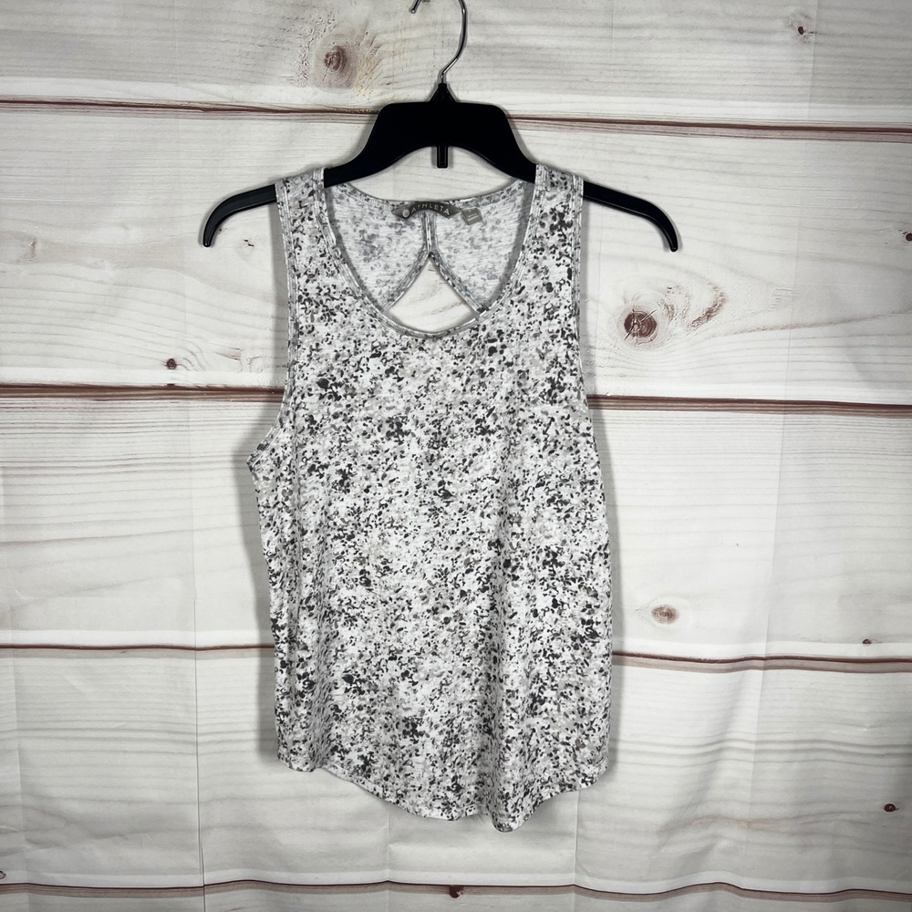 Athleta White and Gray Speckled Tank Top
